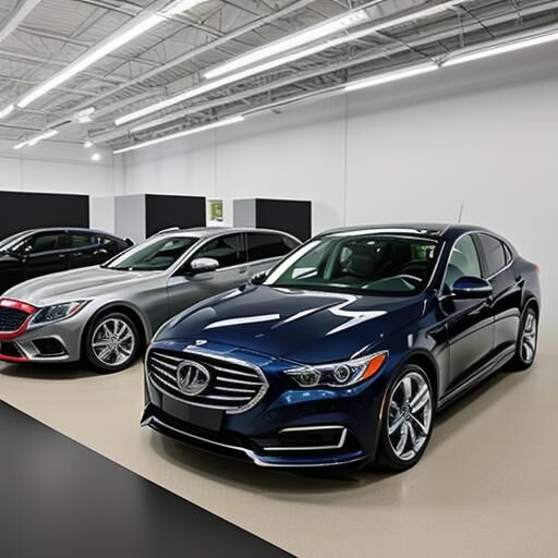Vehicles in a showroom ready to be sold.